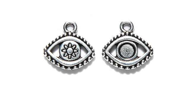 TC2537-AS: Charm Evil Eye 15x16mm Ant SIL