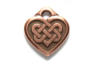 TC2393-AC: Charm Celtic Heart Ant CPPR 14mm