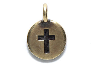 TC2406-AB: Charm Cross 11.5x16mm Ant Brass