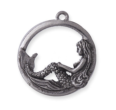 PW9049-S: Charm Pendant Mermaid Ant Pewter 26mm 1PC