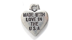 PW9833-S: Charm Made w/Love In Usa Heart Ant Pewter 12mm 1PC