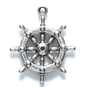 PW6316-S: Charm Nautical Wheel 20x23mm Ant Pewter 1PC