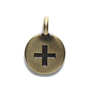 TC2451-AB: Charm Plus Sign 11.5x16mm Ant Brass