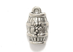 PW9064-S: Charm Wine Barrel w/Grapes Ant Pewter 8x14mm 1PC