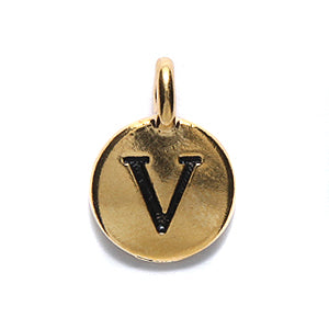 TC240-VG: Charm Letter V Ant GLD 11.5x16mm