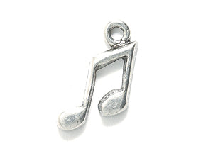 PW9630-S: Charm Music 8th Note Silver 9x16mm 1PC