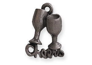 PW9135-S: Charm Cheers Goblets Ant Pewter 11x17mm 1PC