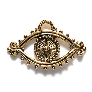 PW6572-AG: Charm Evil Eye 14x23mm Ant Gold-1PC