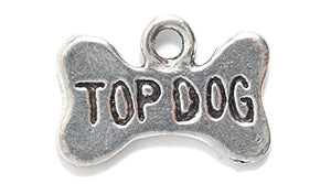 PW9820-S: Charm Dog Bone Top Dog Ant Pewter 11x17mm 1PC