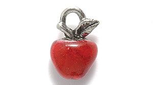 PW9941-ES: Charm Red Epoxy Apple Ant Pewter 8x12mm 1PC