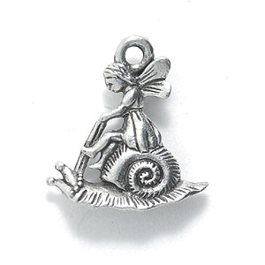 PW9103-S: Charm Fairy On Snail Silver 16x18mm-1PC