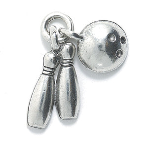 PW9182-S: Charm Bowling Ball W/Pins Silver 10x21mm-1PC