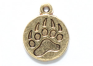 PW6317-AG: Charm Bear Paw 13x16mm Ant Gold - 1PC