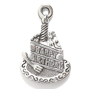 PW9922-S: Charm Birthday Cake Silver 14x22mm-1PC