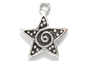 PW198-AS: Star w/Dots/swirls Bright Silver 15x17mm-1PC