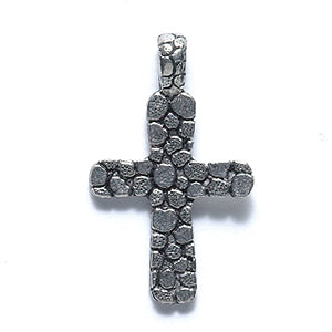 PW6290-S: Pewter Cross Stone Textured Silver 22mm 1PC