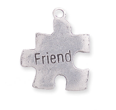 PW249-S: B/friend Puzzle Piece Charm Ant Pewter 21x25mm 1PC