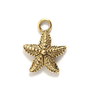 PW179-SAG: Charm Starfish Ant Gold 13mm - 1PC