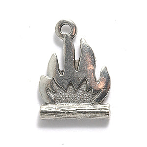 PW3742-S: Charm Log w/Flame Ant Pewter 18mm 1PC