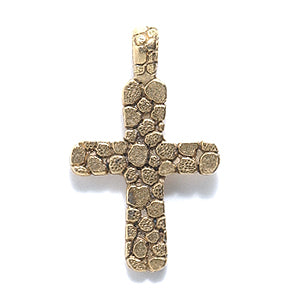 PW6290-AG: Pewter Cross Stone Textured Ant Gold 22mm-1PC