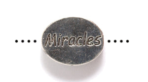 PW399-AS: Oval Word w/Miracles Bright Silver 12x10mm-1PC