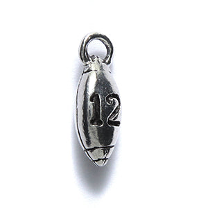 PW262-12S: Charm 12 Football Ant Pewter 6x16mm 1PC