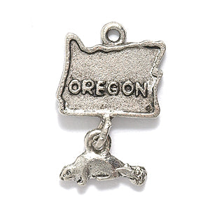 PW579-S: Charm Oregon State W/Beaver Silver 14x22mm-1PC