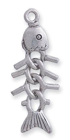 PW402-S: Fish Skeleton Sectional Ant Pewter 12x35mm 1PC