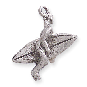 PW348-S: Charm Surfer w/Surfboard Ant Pewter 21x22mm 1PC