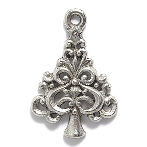 PW3739-S: Christmas Tree Ornate Silver 24mm-1PC