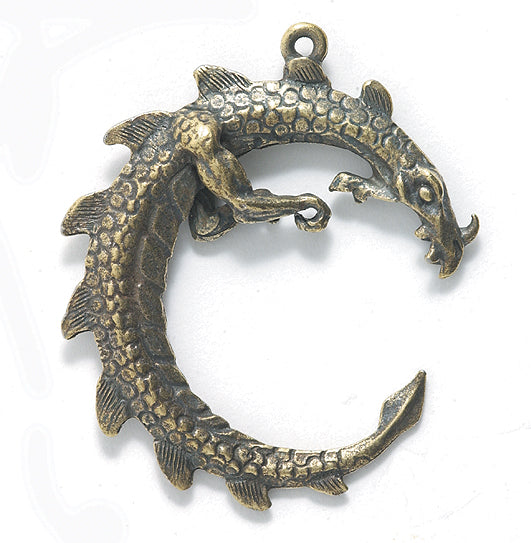 PW139-G: Pendant Serpent Dragon Ant Brass 43mm-1PC