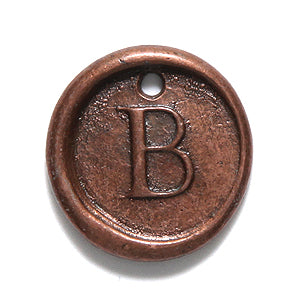 19PW955-BC: Wax Seal Ant Copper Letter Charm B 19mm