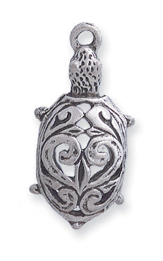 PW404-S: Charm Turtle w/Filigree Back Ant Pewter 13x26mm 1PC