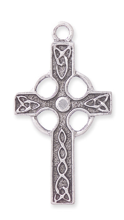 PW49-S: Pendant Celtic Cross w/Ring Ant Pewter 50mm 1PC