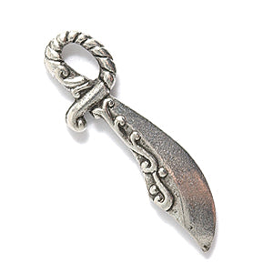 PW502-S: Charm Scimitar Sword Silver 26mm-1PC