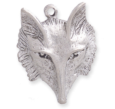 PW108-S: Pendant Fox Head Ant Pewter 24x30mm 1PC