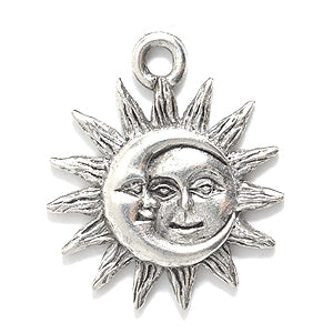 PW5769-S: Charm Sun/crescent Moon Face Silver 18x21mm-1PC