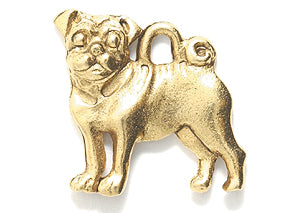 PW5631-AG: Charm Pug Dog Ant Gold 16x17mm-1PC