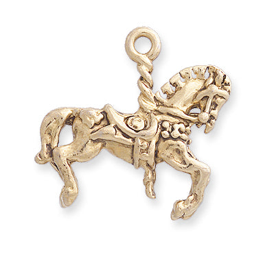 PW414-AG: Carousel Horse Charm Ant Gold 23x24mm - 1PC