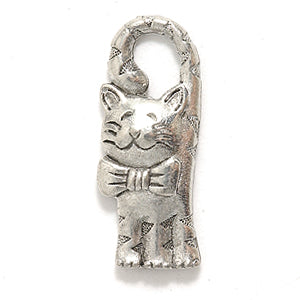 PW3361-S: Charm Cat W/Bowtie Silver 9x23mm-1PC