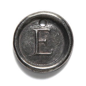 19PW955-E: Wax Seal Pewter Letter Charm E 19mm