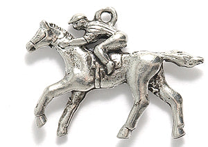 PW665-S: Charm Jockey On Horse Silver 17x24mm-1PC