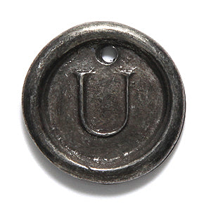 19PW955-U: Wax Seal Pewter Letter Charm U 19mm