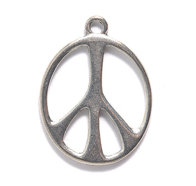 PW1127-S: Elongated Peace Sign Ant Pewter 20x27mm 1PC