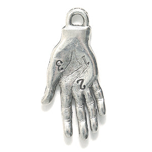 PW5674-S: Charm Palm Reading Hand Silver 11x23mm-1PC