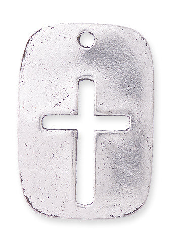 PW51-S: Pendant Cross In Rectangle Ant Pewter 23x33mm 1PC