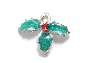 PW259-ES: Charm Holly Leaves Epoxy Silver 13x16mm-1PC