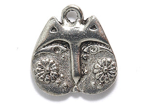 PW927-S: Cat Face Charm w/Daisy Cheeks Ant Pewter 16mm 1PC