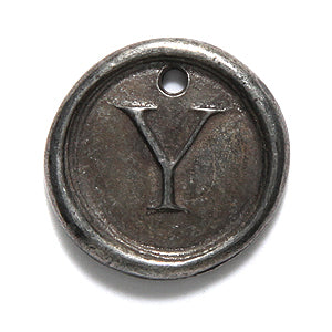 19PW955-Y: Wax Seal Pewter Letter Charm Y 19mm