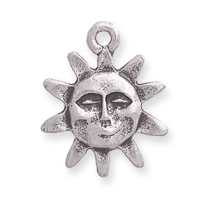 PW128-S: Charm Sun w/Face Ant Pewter 16x19mm 1PC